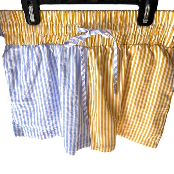 Azura Stripe Set Yellow Blue White Shorts Button Down Shirt size medium - Picture 3 of 12